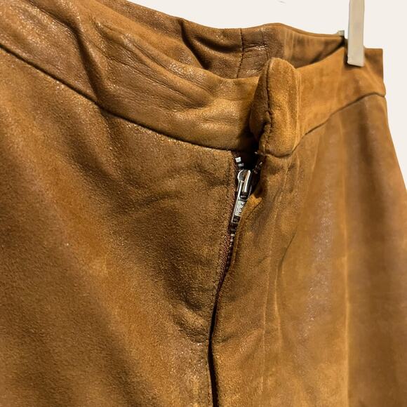 Vintage Brown Leather High Waist Wide Leg Pants Size 10 - Picture 3 of 8